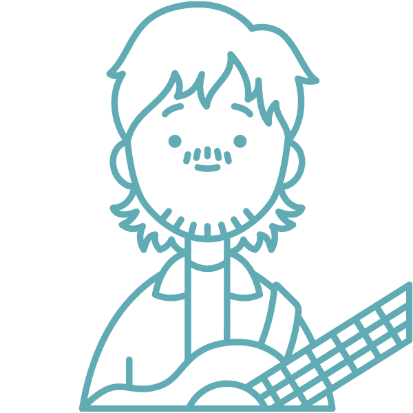 A cartoon drawing of a male artist with a guitar - SongShop Online Song Pitching & Licensing   - SongShop Online Song Pitching & Licensing  